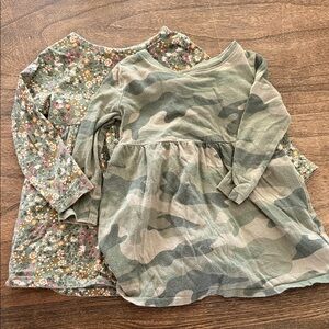 Old Navy Girls' Olive Green Camo Dress with Floral Layered Dress